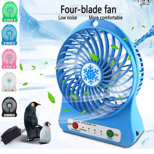 Handheld Mini Desk Fan with LED Light, 3-Speed Adjustable Wind, USB Rechargeable 1200mAh Battery, Compact and Lightweight Air Cooler for Personal Cooling, Travel, Office, and Home